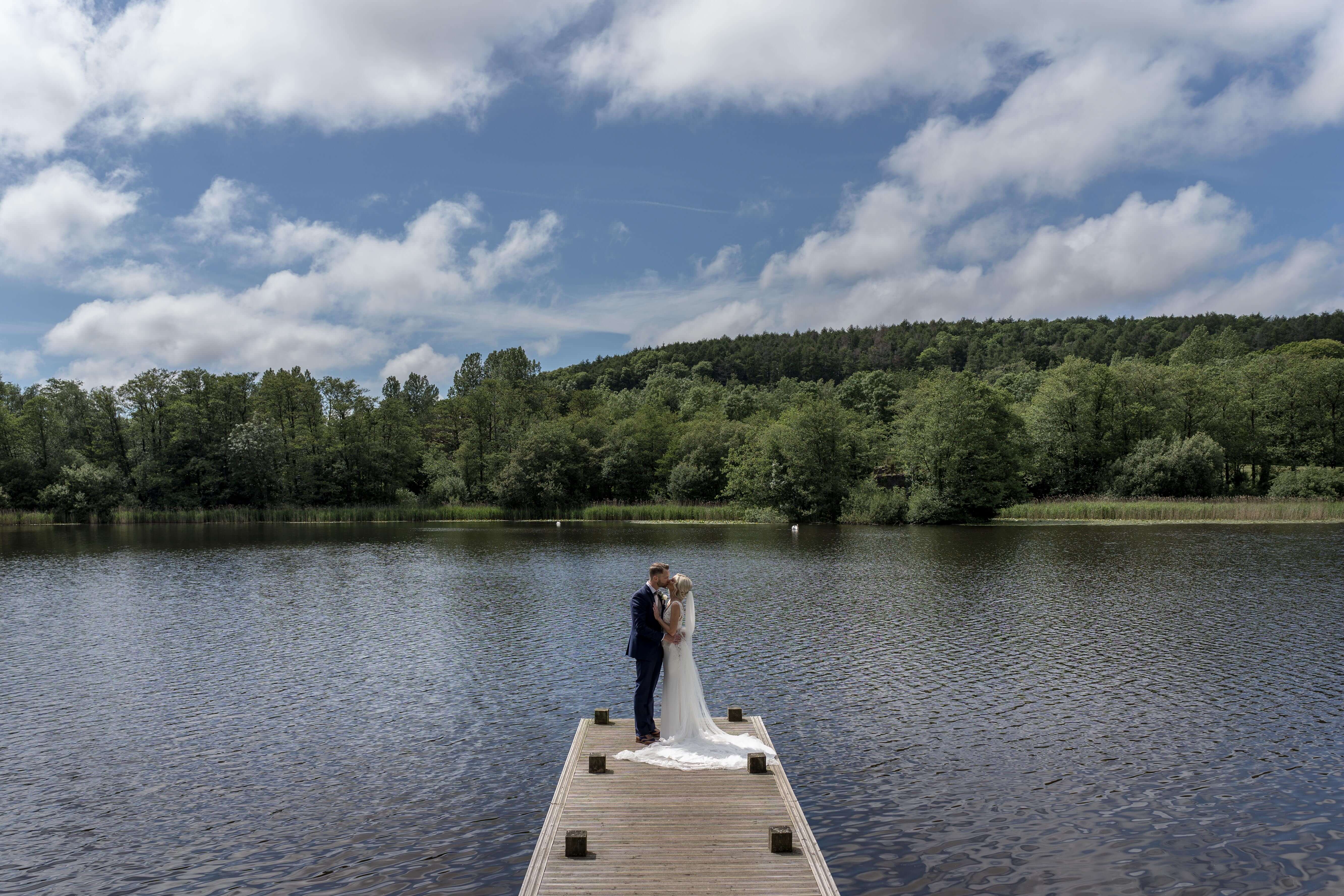 Bride and Groom at lake